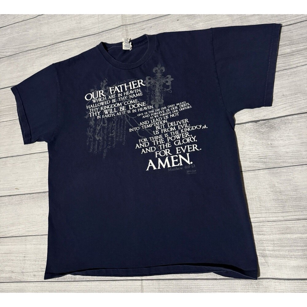 Y2K Kerusso T Shirt Matthew 6:9-13 Our Father Prayer Size Large Christianity